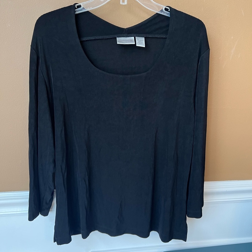 Chico's Women’s Travelers Black Top Size 3 Stretchy Cozy